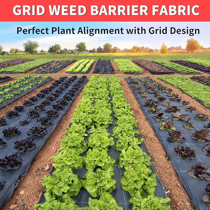 6ft x 300ft Landscape Fabric -Heavy Duty Weed Barrier Fabric for Landscaping, Weed Blocker Cloth,Geotextile Fabric for Garden, Driveway & Ground Cover, Garden Weed Mats,Grid Design
