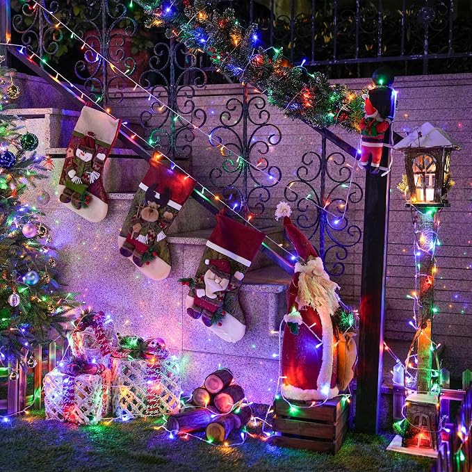 JMEXSUSS 250 LED Christmas Lights Indoor, 91.5ft Connectable Multicolor Christmas Lights Outdoor Waterproof, 8 Modes String Light Plug in for Wedding Party Garden Decorations