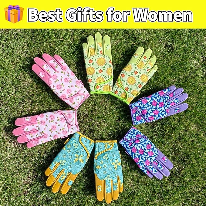 Gardening Gloves,Women Yard Work Garden Glove,Gifts | Thorn Proof,Puncture Resistant,Touchscreen,Gift,Leather,Spandex
