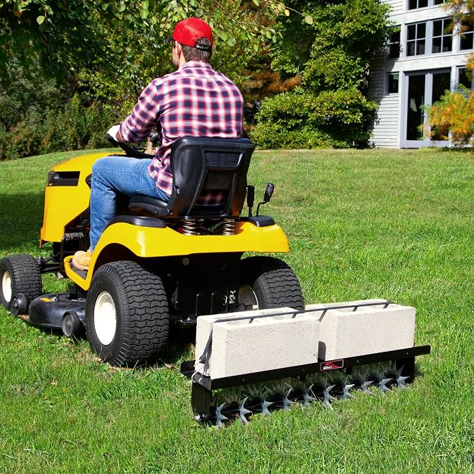 Brinly SA2-40BH-P Tow Behind Spike Aerator with Double Tow Bar, 40" - Hammered Black
