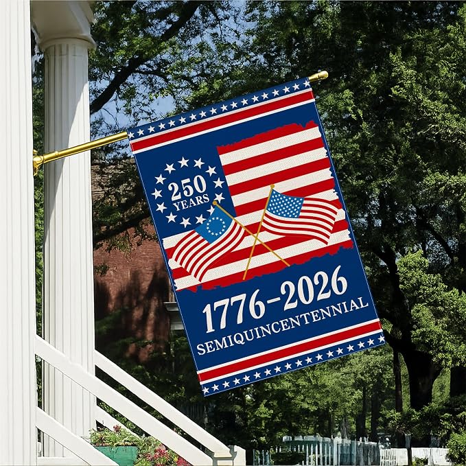 250th Anniversary America Garden Flag, 250 Years Banner USA 4th of July Patriotic 1776-2026 Yard Sign Double-Sided Waterproof Flag 28x40 Inch
