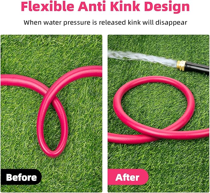 WELLUCK Short Garden Hose 3ft Heavy Duty Durable Anti Kink Flexible 5/8 in Water Leader Hose for Drinking Water Safe BPA Free, All-weather Lightweight Water Hose for Garden RV Camper Marine