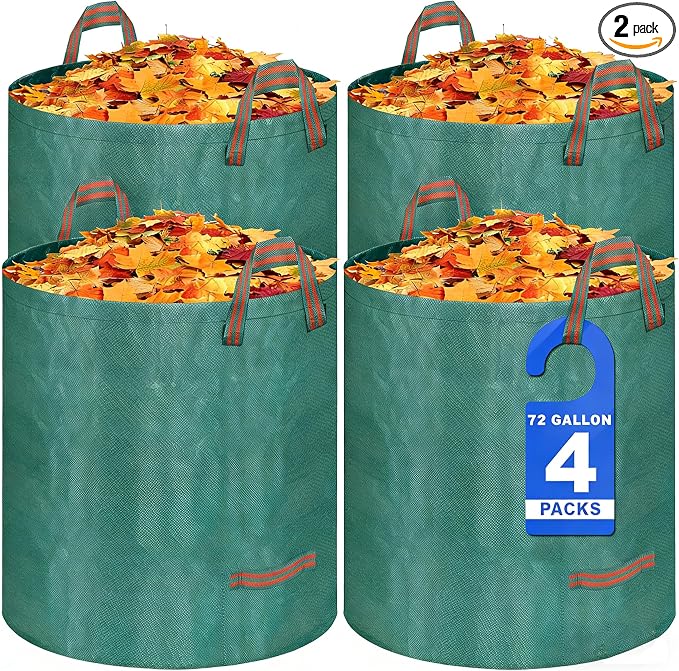 Reusable Yard Waste Bags Heavy Duty,2 Pack 132 Gallons Extra Large Lawn Pool Garden Leaf Waste Bags,Garden Bag for Collecting Leaves,Gardening Clippings Bags,Leaf Container,Trash Bags