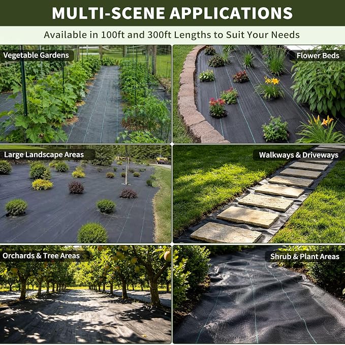 EXTRAEASY 4ft x 100ft Weed Barrier Fabric, Heavy Duty Landscape Fabric, 3.2oz Weed Control Fabric, Tear-Resistant Weed Blocker Ground Cover for Garden, Gravel, Driveway, Flower Bed