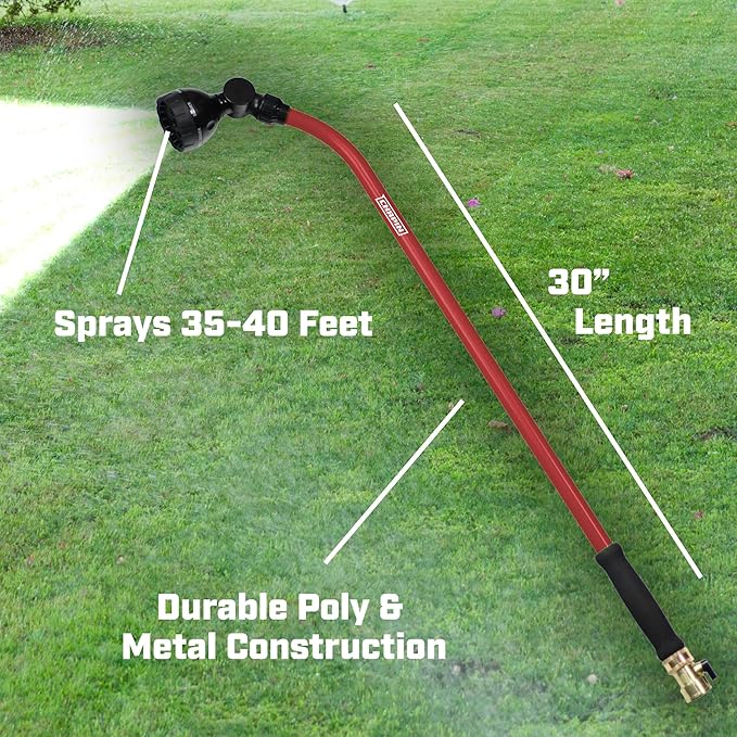 Chapin International 4671 30-inch with 7 Pattern Rotatable Nozzle and Adjustable 180-degree Spray Head Watering Wand, Red/Black