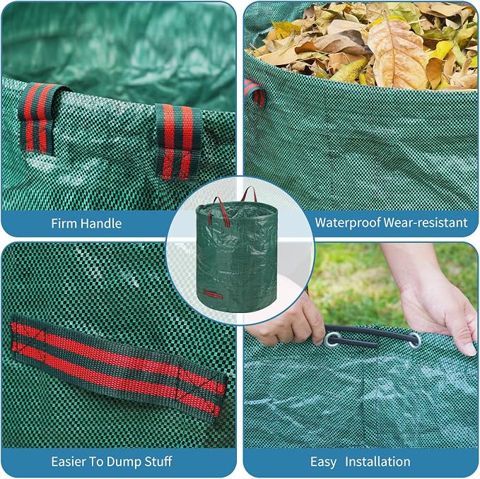Reusable Leaf Bags, Tear-resistant & Reusable Lawn Bags, Yard Waste Bags, 72 Gal, 6 Pack