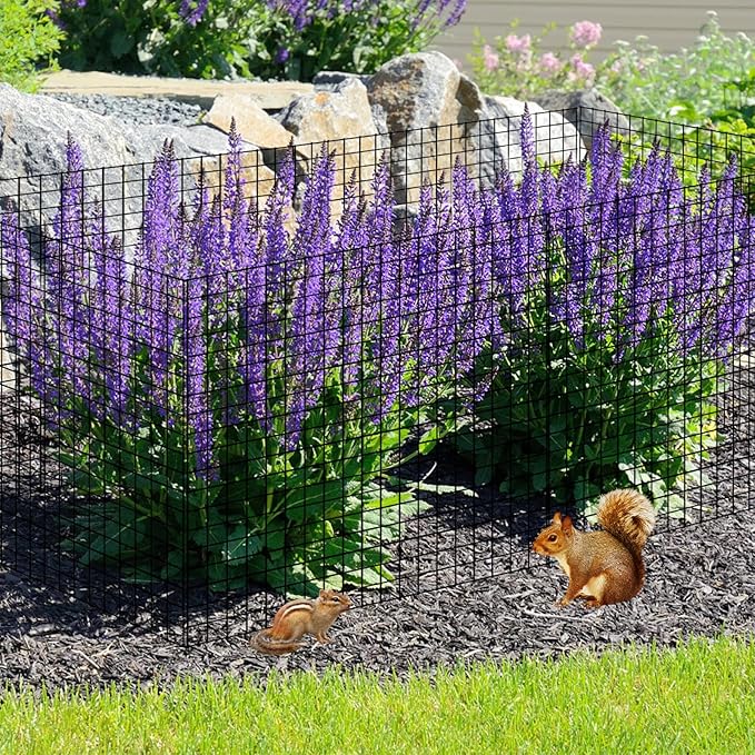 36 PCS Round Plant Protector from Animals, 12Pack 12'' x 12'' Metal Plant Cages，30Pcs Metal Mesh to Keep Animals Out, Garden Protection Bunny Barricades, Wire Plant Protectors for Rabbits Chicken Duck