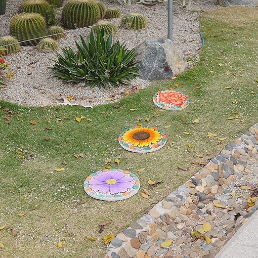 Cynkeyee Garden Stepping Stones Outdoor 10x10x0.75 Inch | Decorative Yard Stones, Garden Decor for Outside, Gifts for Women