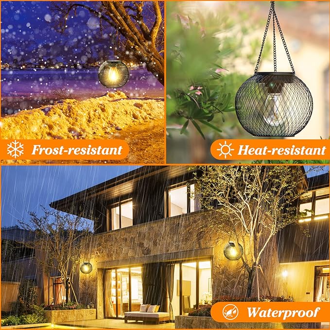 Solar Lantern Outdoor Waterproof, KagoLing Upgraded Hanging Solar Lights Outdoor Garden Decorations Lighting Solar Powered Waterproof Tree Lantern for Garden Yard Patio Pathway,1Pack