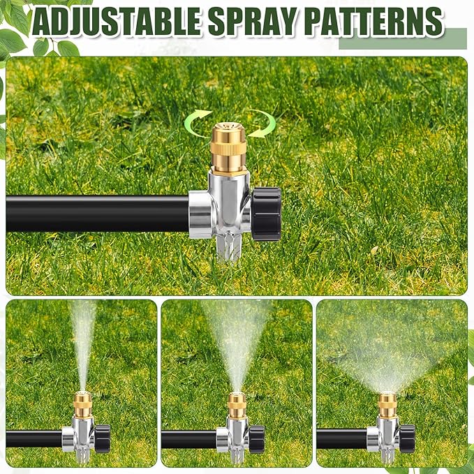 Tioncy 4 Pack Metal Lawn Sprinkler Automatic Garden Water Sprinkler on Spike Base 360 Degree Rotation with Adjustable Brass Nozzle for Lawn Garden Yard (Silver)