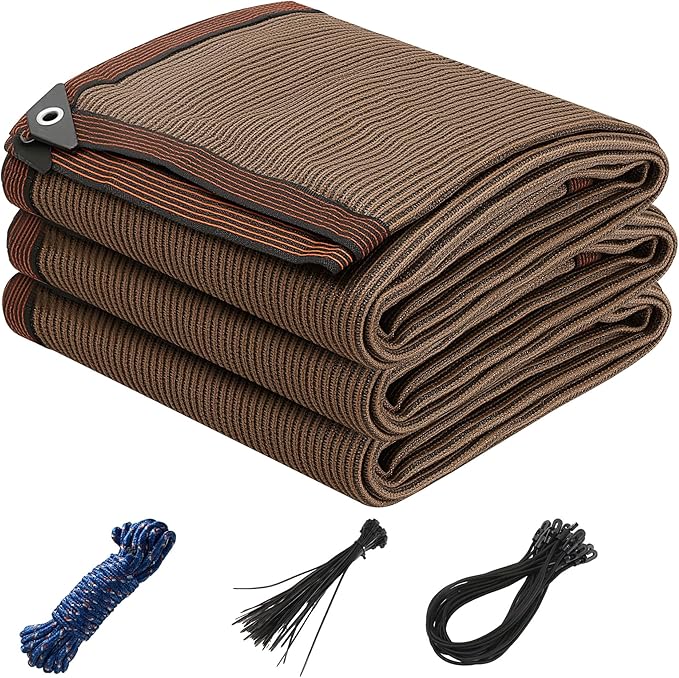 90% Sun Shade Cloth with Grommets, 8' x 12' Pergola Shade Cover Canopy, Breathable HDPE Mesh Tarp for Patio, Garden, Backyard, Porch and Outdoor Privacy, Mocha
