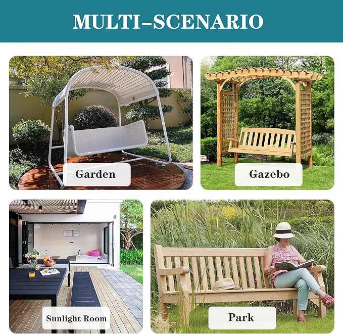 Outdoor Bench Cushion 59 x 18 Inch Thick Waterproof Porch Swing Cushions with Tie Patio Furniture Chair Cushion Bench Pad Color Fastness Backyard Seat Pads, Cream