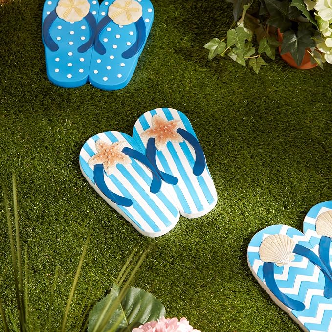 DII Cement Stepping Stone Collection Decorative Colorful, 9x9.5, Starfish Flip Flops