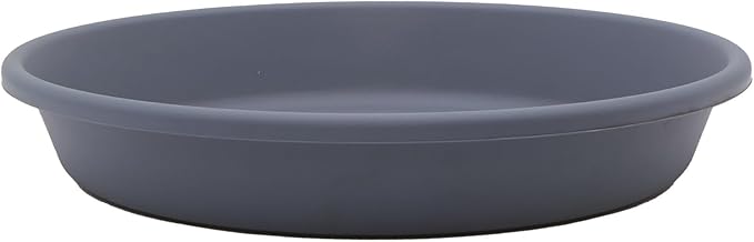 The HC Companies Flower Pot Saucers - Plastic Plant Saucer for Outdoors & Indoors - Traditional Design Plant Pot Trays for Water Drainage - Durable & Stylish Round Plant Tray (14-inch Slate Blue)