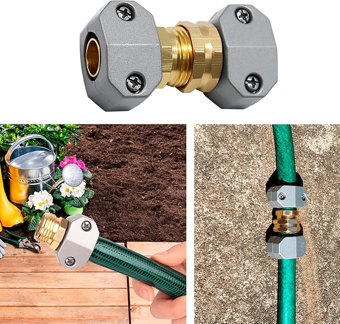 LIULO TOOL Garden Hose Repair Kit, 3 Sets Aluminum Alloy Garden Hose End Mender Kit, Male and Female Garden Water Hose Repair Connector Fittings, Fit 5/8" and 3/4" Garden Hose Connector