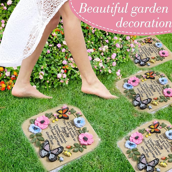 Blosssound Memorial Garden Stone Gifts for Loss of Loved One 9.8 Inch Sympathy Memorial Gifts Those We Love Don't Go Away Condolence Bereavement Plaques for Homes, Lawn and Garden Stepping Stone