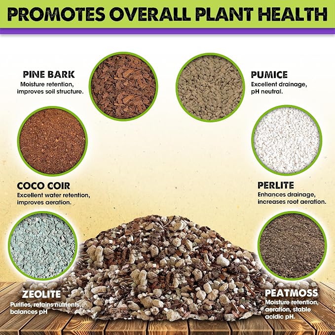 DUSPRO Premium 6in1 Terrarium Soil Mix – Pre-Mixed Terrarium Substrate Mix for Terrariums, Balanced Moisture Growing Medium with Coco Coir, Peat Moss, Pine Bark, Perlite, Pumice & Zeolite 4QRT