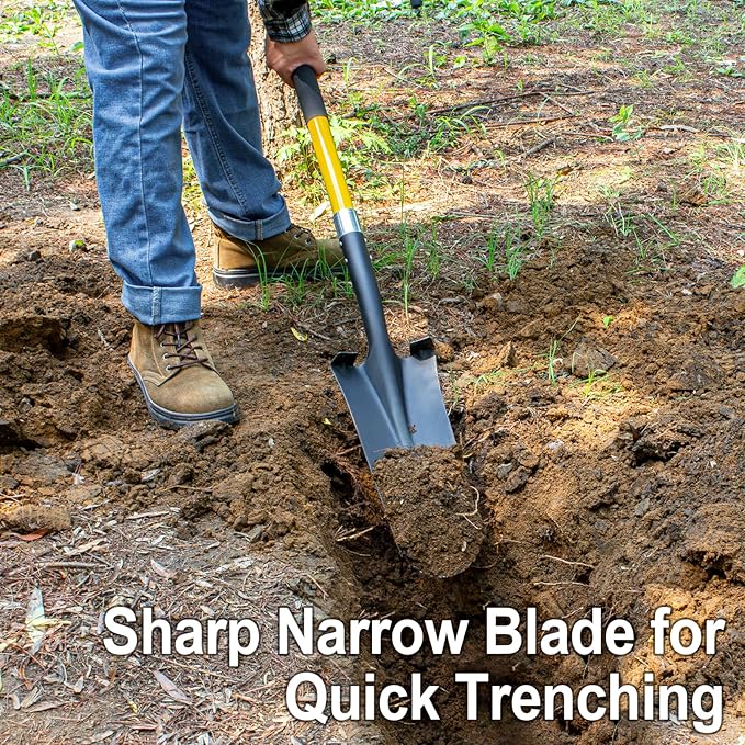 Nohovu Shovel for Digging, Heavy Duty Shovel with Fiberglass Handle, 58 Inches