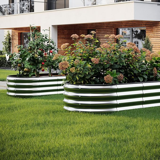 ZFHgarden Galvanized Metal Planter Round Raised Garden Bed Kit for Gardening Outdoor，3x3x1ft 2 Grow Garden Box Raised Flower Bed，Round Galvanized Planter Outdoor Large Metal Fire Pit Ring