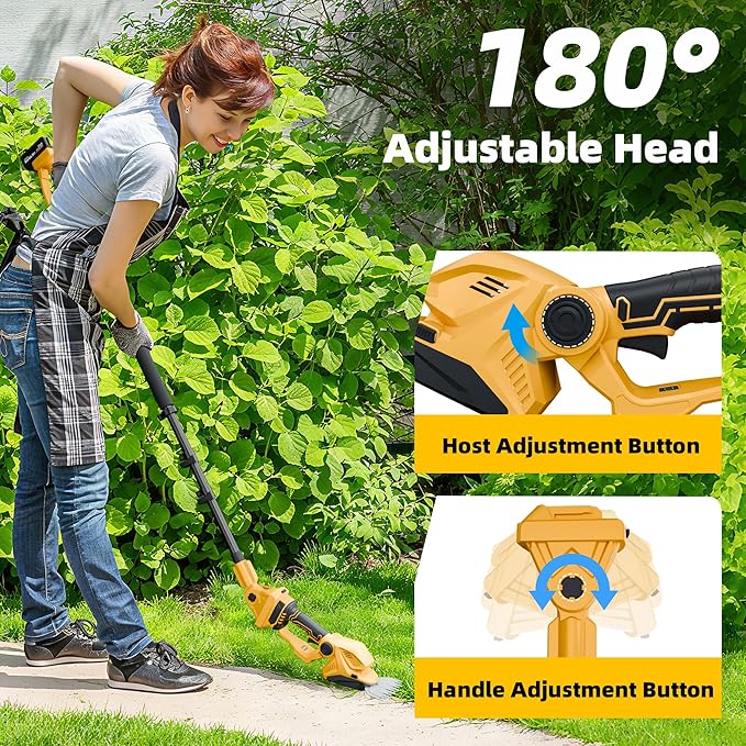 4-in-1 Pole Hedge Trimmer & Cordless Grass Shears,2×4.0 Ah Batteries & Included Charger,Dual Blade Design,Extension Tree Pruner,Bush Trimmer for Tree Trimming/Garden/Lawn