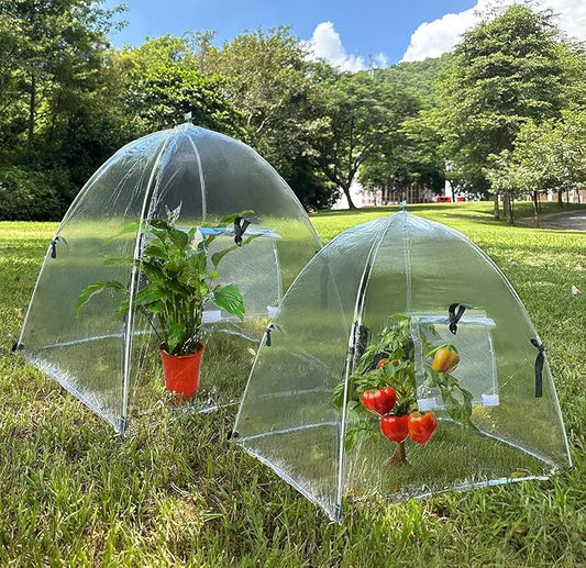 2 Pack Plant Covers Freeze Protection, Winter Plant Covers with Stakes, Clear Outdoor Garden Frost Cover, Portable Plant Flowers Mini Greenhouse Cover for Outdoor & Indoor Use