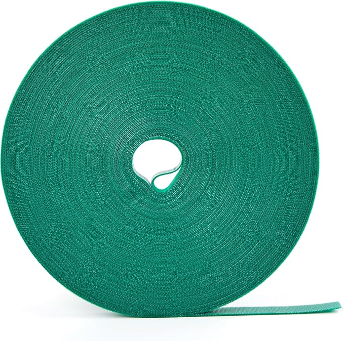 100 ft x 1/2 inch Reusable Plant Ties Roll for Indoor & Outdoor Plants, Non-Toxic Soft Garden Ties, Cut-to-Length Nylon Ties, Gentle Support for Climbing Plants, Tomato Peppers & Vines, Green