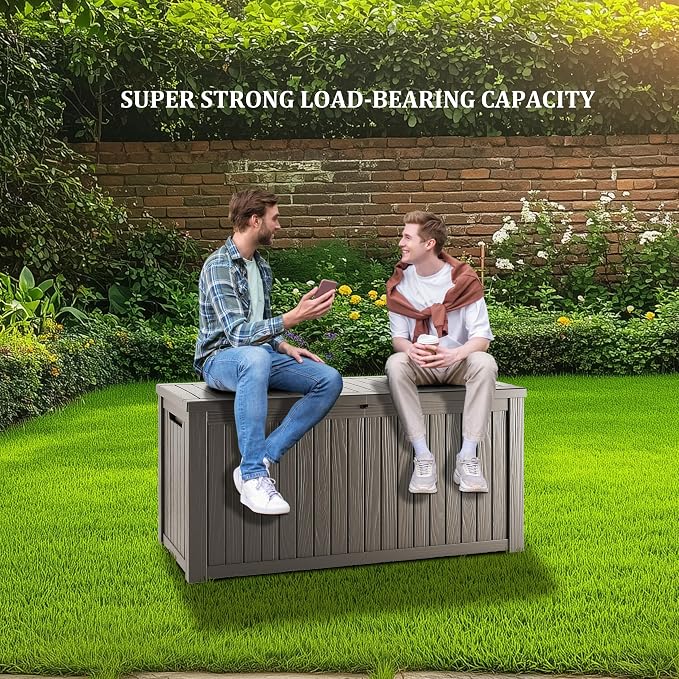 TARKARI 180 Gallon Outdoor Storage Box Waterproof, Resin Deck Boxes with Lockable Lid & UV-Resistant for Patio, Pool, Garden Furniture Cushions & Accessories, Coffee