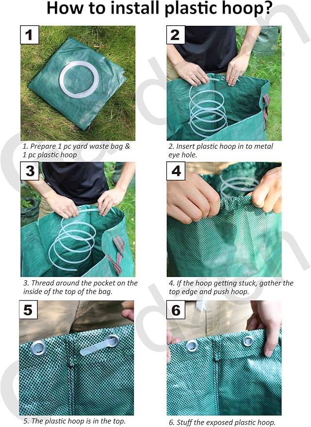 Gardzen 3-Pack 16 Gallons Garden Bag - Reuseable Heavy Duty Gardening Bags, Lawn Pool Garden Leaf Waste Bag