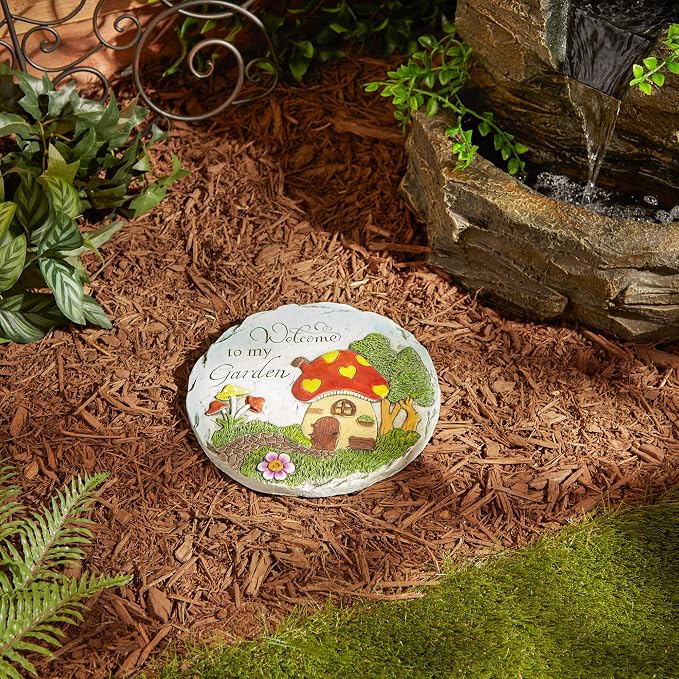 DII Cement Stepping Stone Collection Decorative Colorful, 9.75" Diameter, Welcome