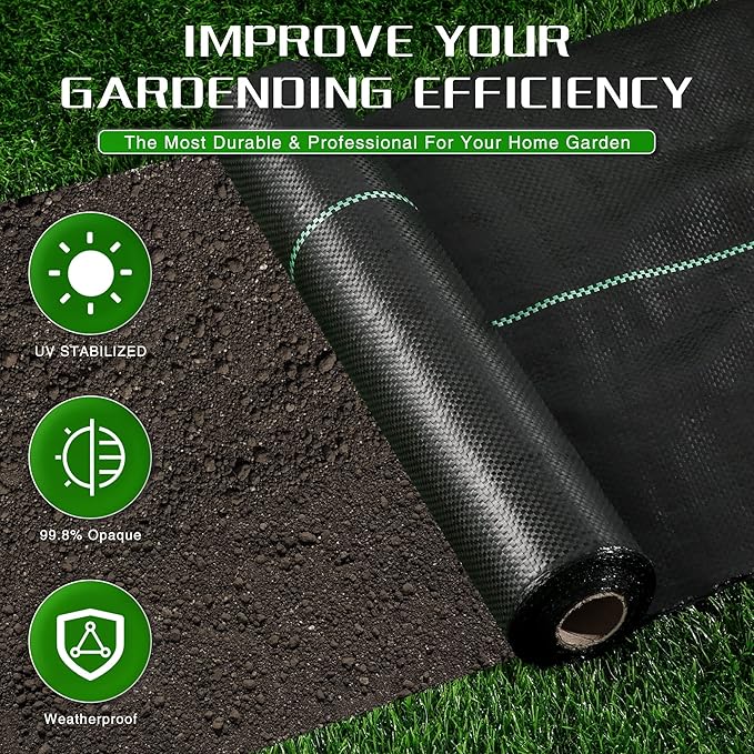4FT x 100FT Weed Barrier Landscape Fabric Heavy Duty, Thicken Garden Fabric Weed Mats, Weed Control Garden Cloth, Woven Geotextile Fabric for Garden Beds, Underlayment, Commercial Driveway