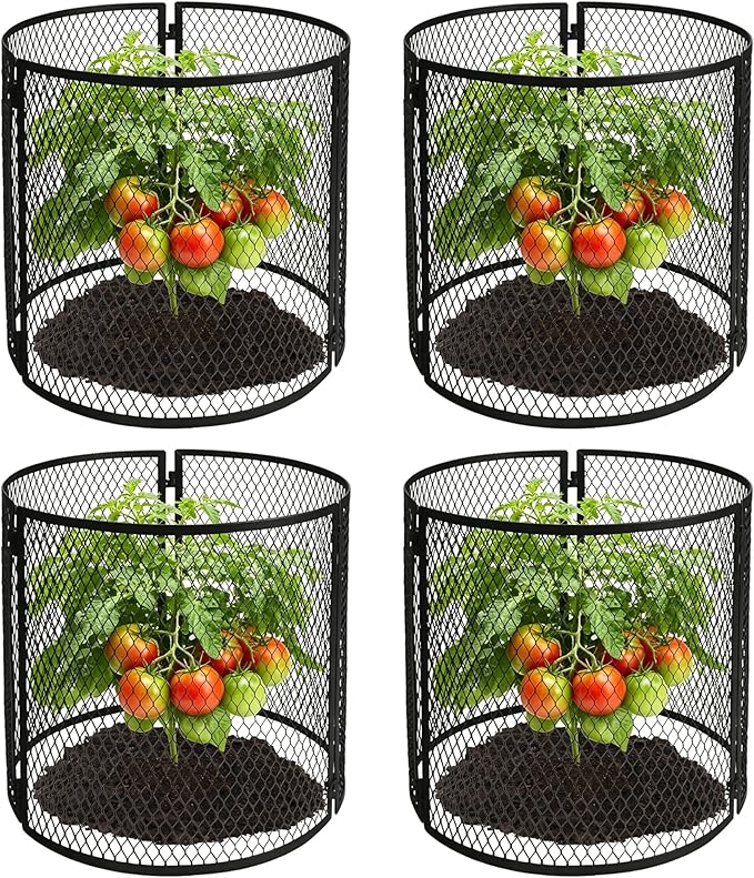 4 Pack Metal Plant Cage Protectors from Animals-11.8 x 11.8 Inch Garden Plant Protector - Sturdy Bunny Barricades Chicken Wire Cloche Plant Protectors for Keeping Bunny Animals Out