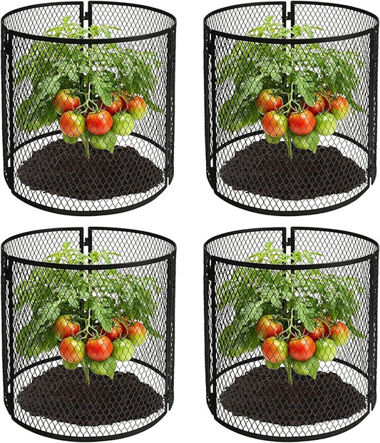 4 Pack Metal Plant Cage Protectors from Animals-11.8 x 11.8 Inch Garden Plant Protector - Sturdy Bunny Barricades Chicken Wire Cloche Plant Protectors for Keeping Bunny Animals Out