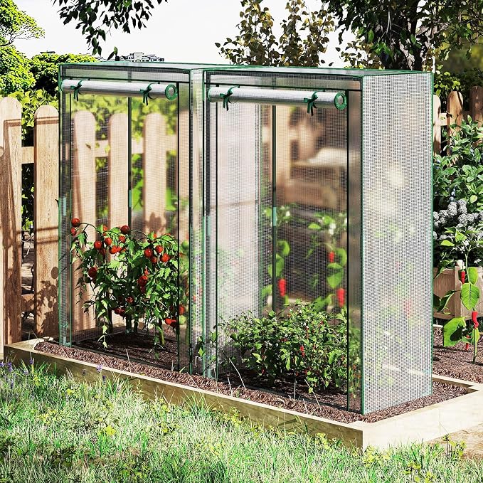 Giantex Portable Mini Greenhouse, Heavy Duty PE Cover, Elector-Coating Metal Frame, Waterproof Sun-Protective Tomato Green House with Roll-Up Zippered Door, Indoor Outdoor Clear, 39" x 20" x 59"