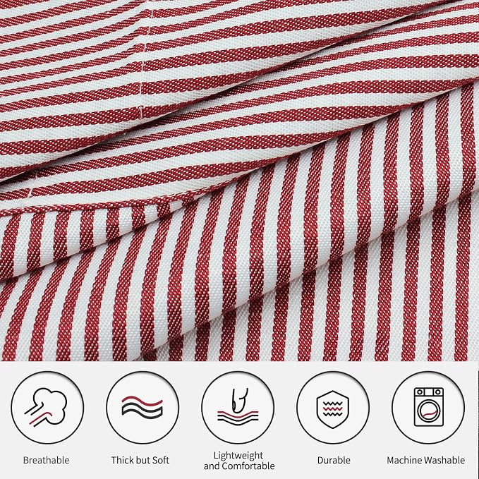 NLUS 2 Pack Cooking Aprons for Women with Pockets, Adjustable Kitchen Bib Aprons Chef Aprons for Women Men(Red Pinstripes)