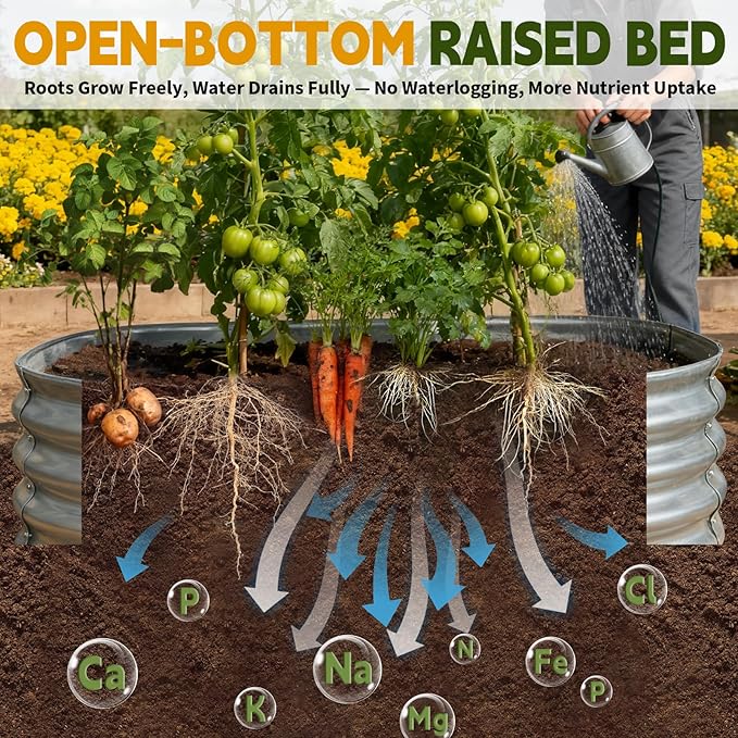 Galvanized Raised Garden Bed Outdoor, Large Raised Bed for Gardening, 3Pcs 4x2x1ft Oval Metal Planter Box for Vegetables, Fruits, Flowers, Silver