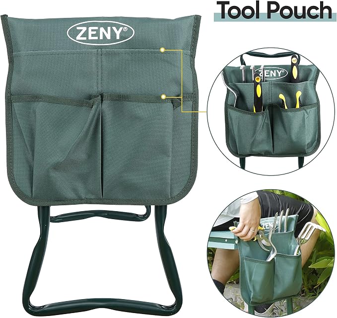 ZENY Folding Garden Kneeler Seat Gardening Workseats Portable Garden Bench Stool with Thicken Foam Kneeling Pad and Tools Pouch