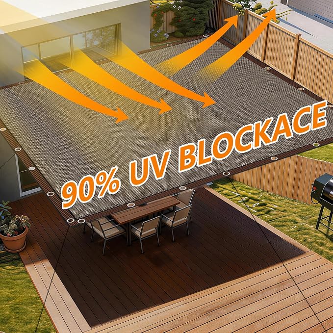 Shade Cloth for Garden ，Greenhouse Plants Fence Privacy Screen s Outdoor Patio Balcony Awning mesh tarp pergola Cover Screen Porch Backyard Apartments Retractable 10FT*10FT 90%