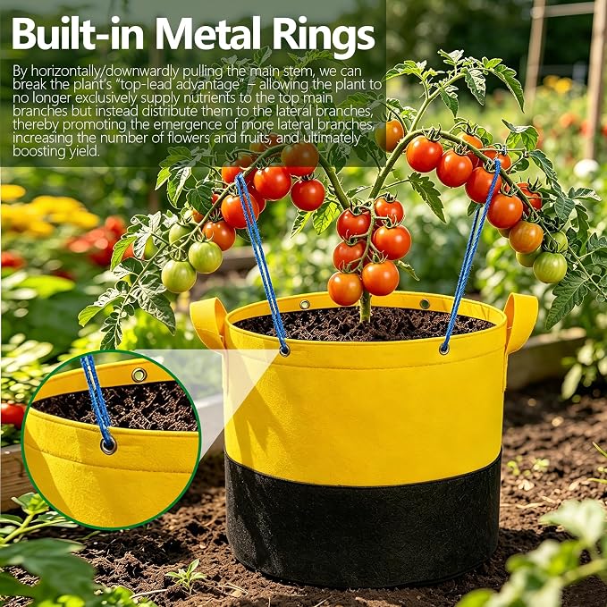 5-Pack 10 Gallon Grow Bags,Two-Tone Patchwork Planting Bags, 350G Thick Breathable Fabric Plant Pots, Reusable Planter Bags with Drainage Holes for Garden Vegetables Fruits Planting