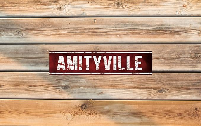 Vintage Tin Sign Retro Metal Amityville Signs For Home Decor Stylish Wall Art Plaques Gift For Home Bathroom Kitchen And Gothic Wall Decor In Every Room 4x16 In