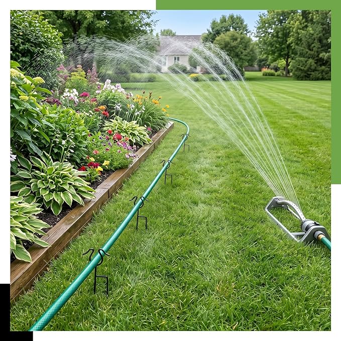U0U 3 Pack Garden Hose Guide Spike,14Inch Metal Hose Guides for Garden,Heavy Duty Hose Guide Stakes for Keeps Garden Hose Out of Flower Beds and Plant Protection (3, Black)