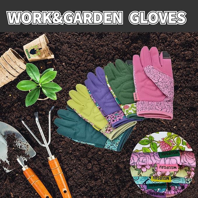 Gardening Gloves,Women Yard Work Garden Glove,Gifts | Thorn Proof,Puncture Resistant,Touchscreen,Gift,Leather,Spandex
