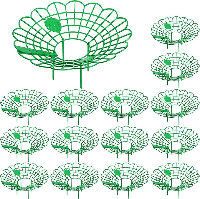 Iceyyyy 15 Pack Strawberry Plant Stand Supports-Strawberry Plant Support Stand Rack with 4 Support Feets-Growing Frame Holder Cage to Keep Berries Clean and Prevent Rot