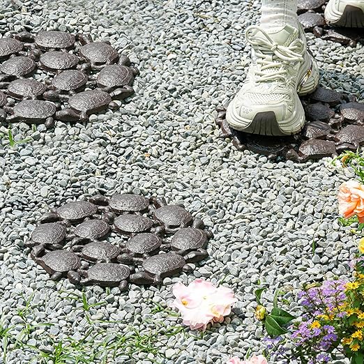Sungmor Vintage Cast Iron Tortoises Stepping Stone,Rustic Garden Decorative Stone,Wear Resistant Stepping Mat,Outdoor Patio Pathway Accent for Lawn,Yard