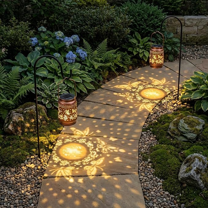 Solar Lanterns Outdoor Waterproof, Butterfly Birthday Gifts for Women Mom Grandma, Garden Hanging Solar Lantern Lights for Patio