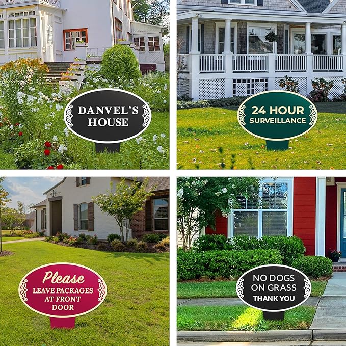 Custom Yard Signs, No Trespassing Sign, Personalized Inground for Outdoor Use Oval, 12x15 Inches, Aluminum Composite Made in USA