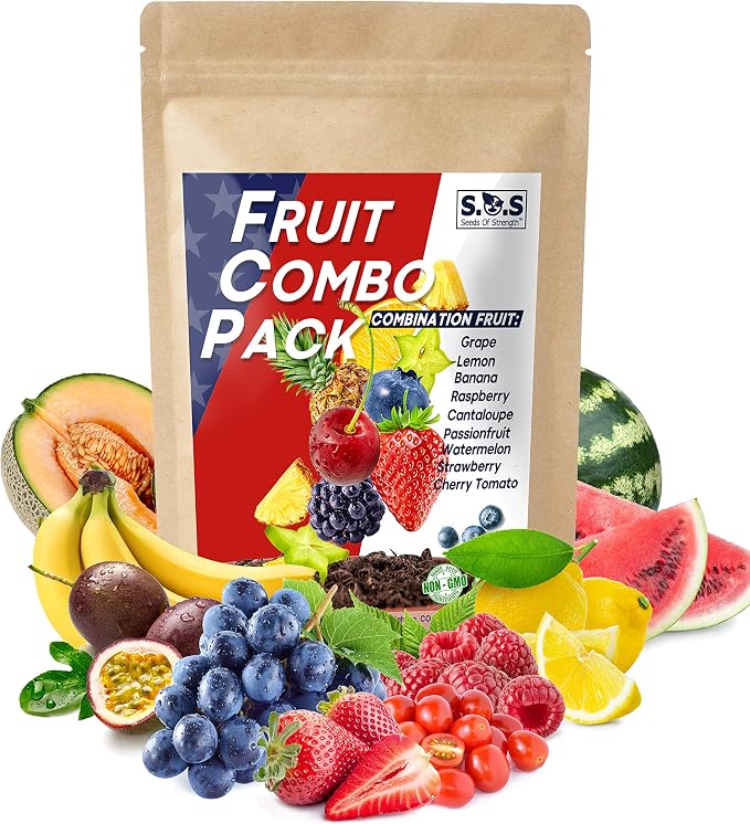 1300+ Seeds Fruit Variety Pack, Grow 8 Juicy Summer Fruits Tomatoes, Melons, Berries & More, Heirloom Starter Kit (Heirloom Mix for Gardens)
