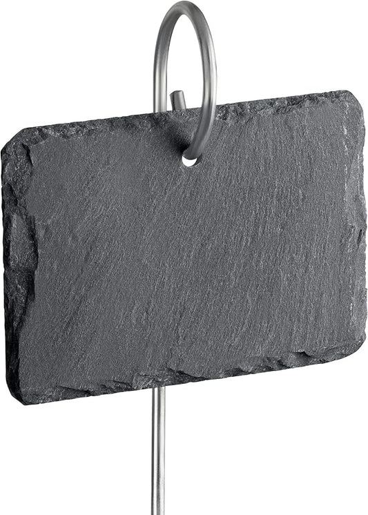 GardenMate 10-Pack Natural Style Slate Plant Labels (4" x 2 3/4") Hanging from a Stainless Steel Metal Rod (22")