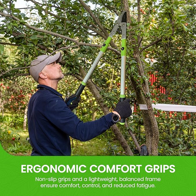 Garden Guru Extendable Anvil Lopper Tree Trimmer with Compound Action, Chops Thick Branches with Ease, 28-40”, Non-Stick High Carbon Steel Blade, Heavy Duty Branch Cutter, 2 Inch Clean Cut Capacity, 4