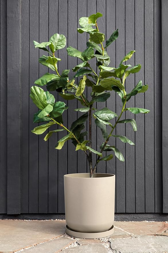 Veradek Mason Series Lima Planter - Round Planter for Indoor or Outdoor Porch/Garden | Made from Plastic-Stone Composite with Drainage Holes | Modern Décor for Succulents, Flowers, Small Plants