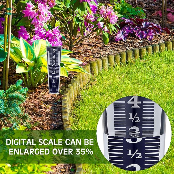 Yexiya 2 Pcs 5 Inch Capacity Rain Gauge Outdoor Easy to Read Acrylic Rain Gauges Measure and Monitor Precipitation Magnifying Scale and Numbers for Garden Yard Field Lawn (Blue)